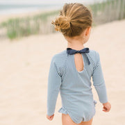 girls navy stripe rashguard one piece