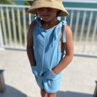 girls blue french terry romper