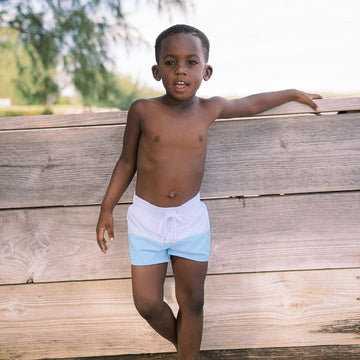 boys bay lavender colorblock boardie