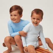 unisex powder blue stripe rashguard one piece