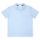 men's powder blue stripe french terry polo