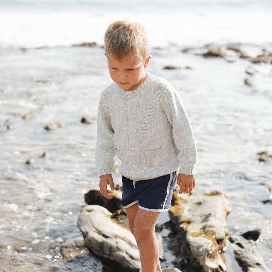 unisex light blue knit cardigan – minnow