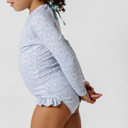 girls slate floral rashguard one piece