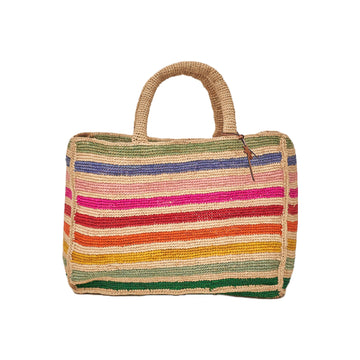 manebi sunset bag large natural raffia rainbow