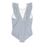 girls navy stripe ruffle one piece