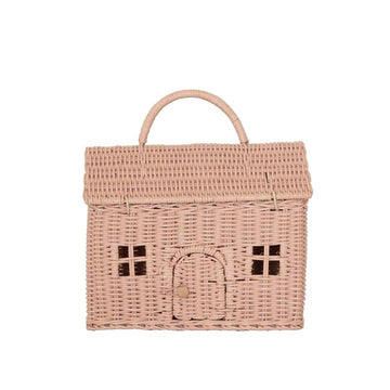 olli ella rattan casa clutch, rose