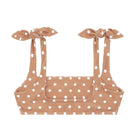 women's mocha dot tie knot bikini top