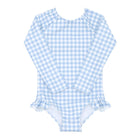 girls oasis blue gingham rashguard one piece