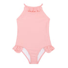 girls sorbet pink ruffle halter one piece