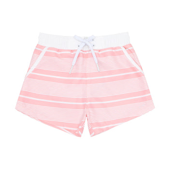 boys sorbet pink stripe boardie with pockets