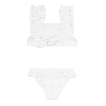 girls white eyelet ruffle bikini