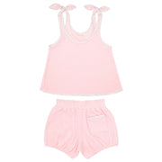 girls pink french terry bloomer set