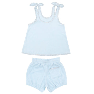 girls light blue french terry bloomer set