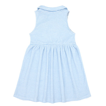 girls powder blue stripe french terry tennis dress