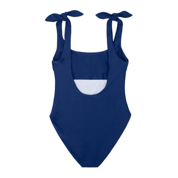 women's navy tie knot one piece