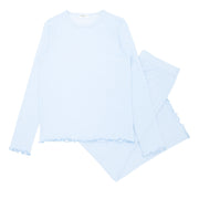 women's powder blue stripe pima pajamas set