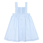 girls blue gingham smocked bib dress