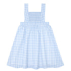 girls blue gingham smocked bib dress