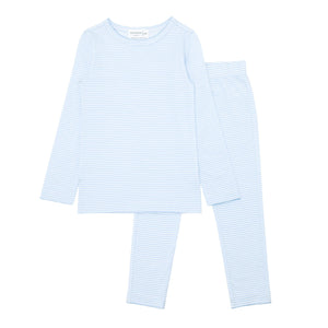 girls powder blue stripe pima pajamas set