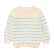 unisex cream and blue stripe knit sweater
