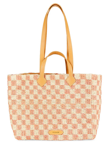 POOLSIDE blush check beach tote