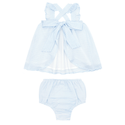 baby powder blue stripe flutter tank bloomer set