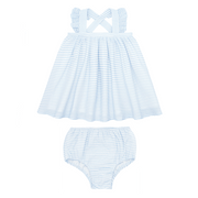 baby powder blue stripe flutter tank bloomer set
