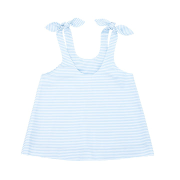 girls powder blue stripe tie knot tank